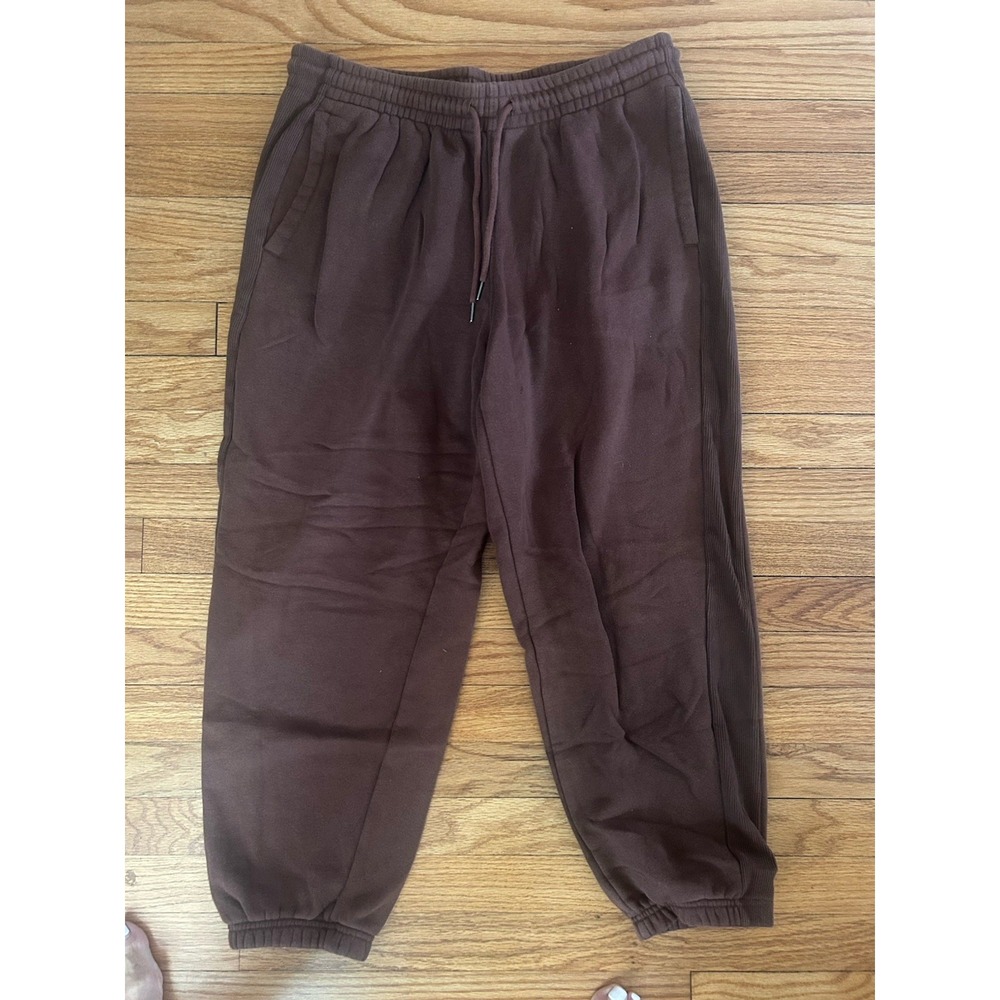 Members Mark Fleece Joggers Brown Drawstring Woman SZ XL